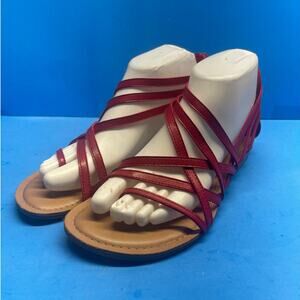 Carlos Santana  Women Shoes Flat Strappy Sandal Red Size 8 Back ZIp